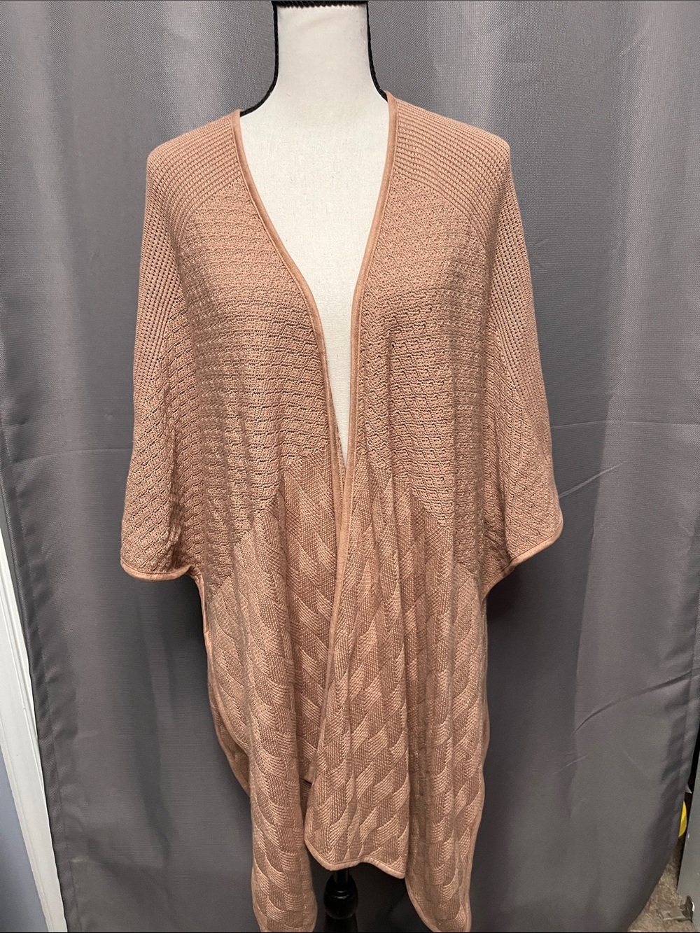 Chico's Dusty Rose Open-Knit Poncho